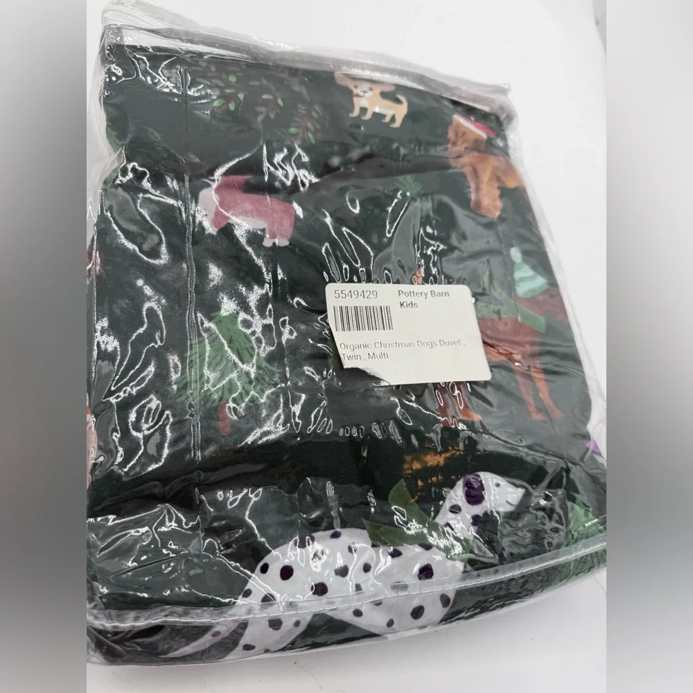 Pottery Barn Kids Christmas Dogs Organic Duvet Cover twin size